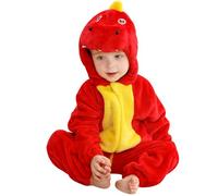 HAHASHOW Baby Winter Spielanzug, Kleinkind Flanell Schlafanzug Strampler Pyjama kostüm Bekleidung Karikatur Tier Jumpsuit für mädchen und Junge, 6-12 Monate，Rot