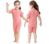 HAHASHOW Schlafanzug Jungen Kurz Sommer Bambus 2-8 Jahre | Bekleidungssets für Mädchen，T-shirt und Shorts，Bequem und atmungsaktiv，Maschinenwaschbar，Weich und hautfreundlich