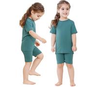 HAHASHOW Schlafanzug Jungen Kurz Sommer Bambus 2-8 Jahre | Bekleidungssets für Mädchen，T-shirt und Shorts，Bequem und atmungsaktiv，Maschinenwaschbar，Weich und hautfreundlich