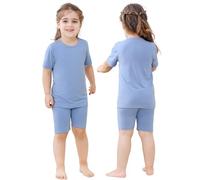 HAHASHOW Schlafanzug Jungen Kurz Sommer Bambus 2-8 Jahre | Bekleidungssets für Mädchen，T-shirt und Shorts，Bequem und atmungsaktiv，Maschinenwaschbar，Weich und hautfreundlich