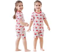 HAHASHOW Schlafanzug Jungen Kurz Sommer Bambus 2-8 Jahre | Bekleidungssets für Mädchen，T-shirt und Shorts，Bequem und atmungsaktiv，Maschinenwaschbar，Weich und hautfreundlich