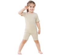 HAHASHOW Schlafanzug Jungen Kurz Sommer Bambus 4 Jahre, Beige