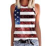 hahuha Damen-Sommer-Tank-Top, ärmellose Westen, geeignet für Damen, Rundhalsausschnitt, ärmellos, Unabhängigkeitstag, bedruckt, Tank-Tops, lockere Passform, Basic-T-Shirts, Strandbluse, durchsichtiger