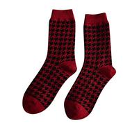 hahuha Dicke Damen Socken Damen Winter Socken Herbst Und Winter Wolle Fleece Mid Tube Socken Hahnentritt Druck Warme Strümpfe Dünne Damen Socken, a, One size