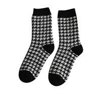 hahuha Dicke Damen Socken Damen Winter Socken Herbst Und Winter Wolle Fleece Mid Tube Socken Hahnentritt Druck Warme Strümpfe Dünne Damen Socken, Schwarz , One size