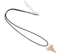 Hai-zahn Halskette mit Anhänger, Meeresfossil, Lederkordel, Damen