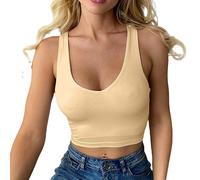 Haibang Crop Top Damen Sexy V Ausschnitt Tank Top Ärmellos Sommer Oberteile Slim Fit Sport Bauchfreie Tops Corset Top Basic Shirt Camisole