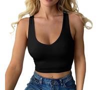 Haibang Crop Top Damen Sexy V Ausschnitt Tank Top Ärmellos Sommer Oberteile Slim Fit Sport Bauchfreie Tops Corset Top Basic Shirt Camisole
