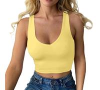 Haibang Crop Top Damen Sexy V Ausschnitt Tank Top Ärmellos Sommer Oberteile Slim Fit Sport Bauchfreie Tops Corset Top Basic Shirt Camisole
