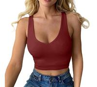 Haibang Crop Top Damen Sexy V Ausschnitt Tank Top Ärmellos Sommer Oberteile Slim Fit Sport Bauchfreie Tops Corset Top Basic Shirt Camisole