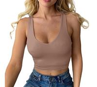 Haibang Crop Top Damen Sexy V Ausschnitt Tank Top Ärmellos Sommer Oberteile Slim Fit Sport Bauchfreie Tops Corset Top Basic Shirt Camisole