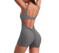 Haibang Jumpsuit Damen Kurz Eng Scrunch Butt Bodysuit Sexy Rückenfrei Overalls Ärmellos Sport Einteiler Yoga Onesie Playsuits Stretch Bodycon Sportanzug Romper Fitness Workout