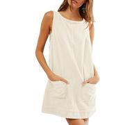 Haibang Latzkleid Damen Cord Overall Kleid Ärmellos A Linie Minikleid Lässig Vintage Cordkleid Locker Latzrock Herbst Winter Latzhose Pullover mit Taschen