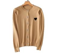 HAIBI Damen Cardigan Fashion Paar Langarm O-Neck Kaschmirpullover Cardigan Lässige Stickerei Liebesherz Kaschmirpullover,Marineblau,L