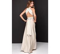 HAIBI Damen Kleidsexy Damen Multiway Wrap Cabrio Kleid Bandage Lange Kleider Party Brautjungfern Infinity Robe,Beige,S