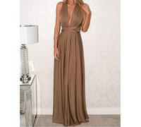 HAIBI Damen Kleidsexy Damen Multiway Wrap Convertible Dress Bandage Lange Kleider Party Brautjungfern Infinity Robe,Braun,S