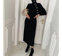 HAIBI Damen Langarm Kleid Elegante Gürtel Pullover Kleider Damen Casual Langarm Warmes Partykleid Winter Rollkragen Lose Gestricktes Langes Kleid,Weiß,S