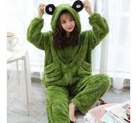 HAIBI Damen Pyjama Winter，Mädchen Schlafanzug Winter Warme Kapuze Lounge Tragen Mädchen Erwachsene Tier Frosch Pyjamas Set Winter Dick Flanell Pijamas Sleepwear Home Night Wear, Groß