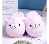 HAIBI Winter Pantoffeln Cartoon Alpaka Home Frauen Pelz Hausschuhe Warm Plüsch Eltern-Kind Boden Slides Haus Wohnung Schlafzimmer Damen Furry Slippes, Pink, 37