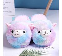 HAIBI Winter Pantoffeln Cartoon Alpaka Home Frauen Pelz Hausschuhe Warm Plüsch Eltern-Kind Boden Slides Haus Wohnung Schlafzimmer Damen Furry Slippes, Multicolor, 39