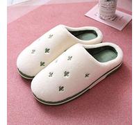 HAIBI Winter Pantoffeln Indoor Hausschuhe Frauen Obst Warm Plüsch Home Slipper Anti-Rutsch Weiche Liebhaber Winterschuhe Banane Kirsche Damen Rutschen, Grüner Kaktus, 10