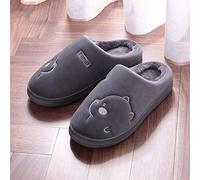 HAIBI Winter Pantoffeln Süße Cartoon Bär Katze Winter Frauen Männer Hausschuhe Damen Hausschuhe Warm Indoor Haus Schuhe Für Liebhaber, Bär Grau, 45