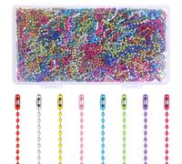 HaiFafafaing 200 Stück Kugelketten Schlüsselanhänger mit Verbindungsstück für Halskette, Bunte Kugelkette Metall Hängekette Schlüsselanhänger
