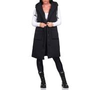 Hailys Damen 3/4-lange gesteppte Weste mit Kapuze Al44ida DUH-PO2203013 Black L