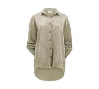 Hailys Damen Cordbluse Langarm Oversize mit Knopfleiste, Farben:Beige, Größe:S