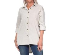 Hailys Damen Cordbluse Langarm Oversize mit Knopfleiste, Farben:Beige, Größe:XS