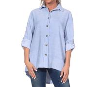 Hailys Damen Cordbluse Langarm Oversize mit Knopfleiste, Farben:Blau, Größe:L