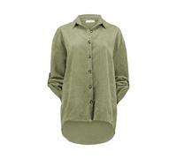 Hailys Damen Cordbluse Langarm Oversize mit Knopfleiste, Farben:Braun, Größe:M