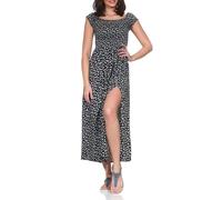 Hailys Damen geblümtes Viskose Maxi Kleid Ma44rielena Damenkleid mit Beinschlitz SXS-PO2405015 Black Flower (7697) S
