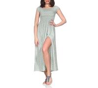 Hailys Damen geblümtes Viskose Maxi Kleid Ma44rielena Damenkleid mit Beinschlitz SXS-PO2405015 Sage Green Flower (7697) L