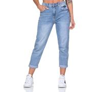 Hailys Damen High Waist Ankle Mom Jeans Mi44rell knöchellange Jeanshose KAX-2102057-1A LBlue XXL