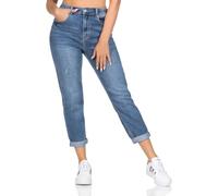 Hailys Damen Jeans high Waist Weite Passform 5-Pockets leichte Waschung, Farben:Blau-2, Größe:XXL