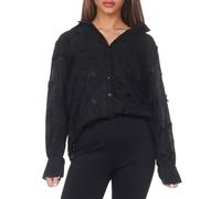 Hailys Damen Langarm Bluse mit 3D-Blumenstickerei Elegante Damenbluse mit Krempelärmeln Be44ssi