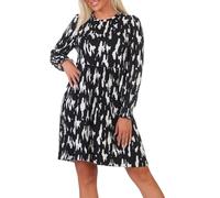Hailys Damen Langarm Mini-Kleid Jo44sie kurzes Damenkleid mit Alloverprint KY-PO2202014-A Black Div (7086) M