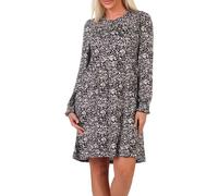 Hailys Damen Langarm Mini-Kleid Jo44sie kurzes Damenkleid mit Alloverprint KY-PO2202014-A Black Div (7076) XS