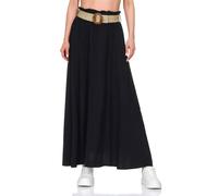 Hailys Damen Maxi Rock Langer Sommerrock Damenrock Viskose mit breitem Gürtel Si44na LA-PO31062-A Black XS