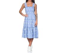 Hailys Damen Midi Kleid wadenlanges Trägerkleid Sommerkleid mit Blumenstickereien Ma44lin BAT-PO2502149 Cloud Blue Flower M