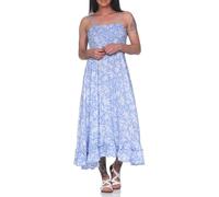 Hailys Damen Midi Viskose Träger-Kleid Si44bylle Sommerkleid mit Blumenmuster Ebb-PO2405006 Pearl Blue Flower (7615) M