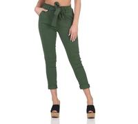 Hailys Damen Paperbag Stoffhose Bengi knöchellang mit Gürtel BFA-6698A-SS-B Khaki XXL