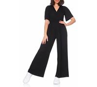 Hailys Damen Plissee Jumpsuit Kurzarm Einteiler mit extra weitem Bein Bi44rthe JY-20818 Black XS