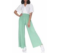 Hailys Damen Plissee Jumpsuit Kurzarm Einteiler mit extra weitem Bein Bi44rthe JY-20818 Sage Green XL