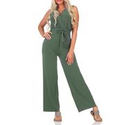 Hailys Damen Plissee Jumpsuit Na44dine Overall Einteiler ärmellos mit Gürtel DO-6386PLI LKhaki L
