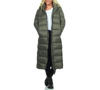 Hailys Damen Steppmantel extralang El44la gesteppter Wintermantel mit Kapuze NRI-PO2302047 Khaki M