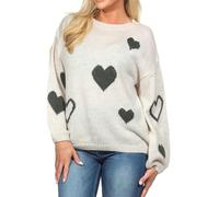 Hailys Damen Strickpullover He44art gestrickter Damenpullover Pulli mit Herzen UNF-3347 Beige/Khaki Heart (1604013622) L/XL