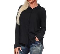 Hailys Damen strukturierte Langarm Bluse Crinkle Hemdbluse Fa44biana PMG-3442 Black (90001) XXL