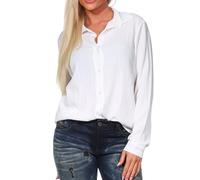 Hailys Damen strukturierte Langarm Bluse Crinkle Hemdbluse Fa44biana PMG-3442 Offwhite (12000) L